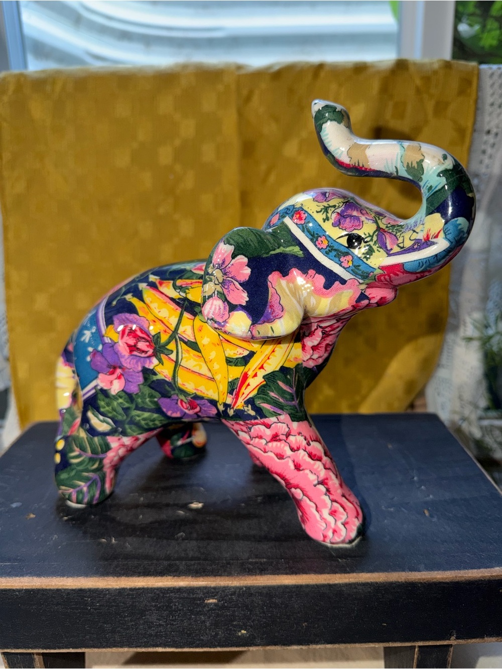 Decorative Floral Elephant Figurine - Multicolor